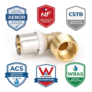 <span class=keywords><strong>Coude</strong></span> de raccordement <span class=keywords><strong>multicouche</strong></span> en laiton de haute qualité avec plaque de connexion mâle haute pression CSTB pour plomberie - Product Image 6