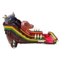 Tobogán Acuático Inflable Dino Rage de 18 pies con una Sola Vía, Material de PVC para Uso Comercial