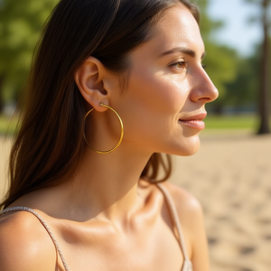 Orecchini a Cerchio Ilan 20mm Colore Oro 6 Pezzi - Product Image 2