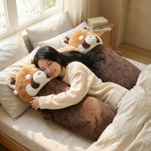Lindo Peluche de Mapache, Juguete de Gato Rojo, Negro y Blanco, Adorable Almohada de Cuerpo Largo para Abrazar para Niñas - Product Image 2