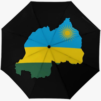 Parapluie entièrement automatique de haute qualité, compact et portable, avec motif du drapeau national du Rwanda, style créatif