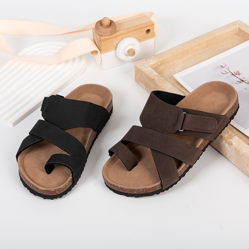 Boys' Summer Casual Cork Sandals PU Material Breathable Soft Soled Children Beach Slippers