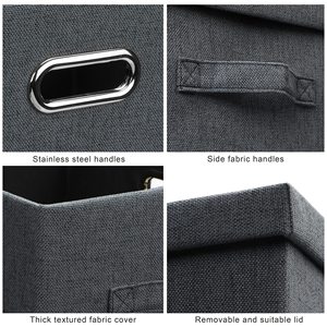 Large Foldable <b>Storage</b> <b>Box</b> with Removable Lid and Handles <b>Linen</b> Fabric <b>Storage</b> Bin Containers Organizer for Cloth - Product Image 5