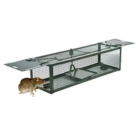 Piège solide et grande taille pour animaux : coyote, raton laveur, vison, castor, belette, blaireau, écureuil, opossum, lapin, chien, renard, chat – Cage de capture humaine