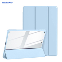 Étui populaire en cuir PU avec support pour iPad 10.2 7e/8e/9e génération avec coque transparente en PC et porte-stylet pour tablette