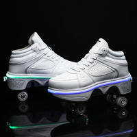 Chaussures de roller professionnelles rétractables à quatre roues, baskets déformables avec 4 roues en PU, pour le patinage sportif en extérieur