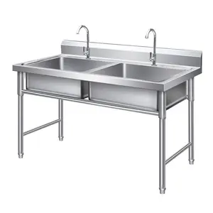 Double Compartment Commercial Kitchen Sink Gauge 18 Stainless Steel Commercial Kitchen Sinks