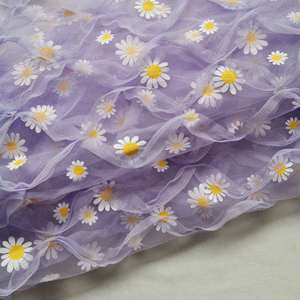 Popular moda plisada arruga plisada volante tul Margarita flor encaje tela para tutú vestido falda - Product Image 1