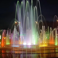 Fuente musical de luces LED de gran tamaño para exteriores modernas y duraderas de acero inoxidable para jardines y atracciones