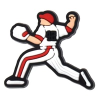 Dessin animé Baseball trou trou chaussures accessoire bricolage amovible PVC souple caoutchouc fleur sabot breloque chaussure boucle accessoires décoratifs