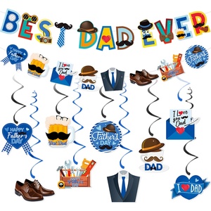 Bannière spirale en papier pour fête, Fête des Pères et <span class=keywords><strong>Anniversaire</strong></span>, avec motifs moustache, cravate, costume, bière, outils, chaussures, décorations - Product Image 3