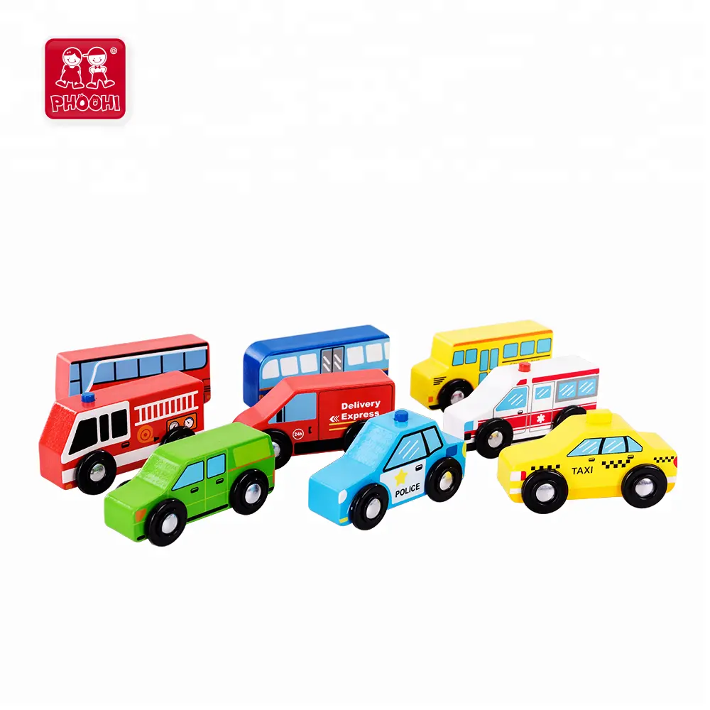 Gioco educativo da corsa 9 pezzi set di veicoli traffico auto in legno giocattolo per bambini