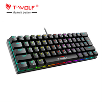 TWOLF T61 teclado Offre Spéciale clavier mécanique de jeu, commutateur bleu, espagnol, russe, mini personnalisé, rvb, vente en gros, 60%
