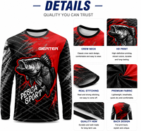 Chemise de pêche personnalisée pour la pêche au bar en eau douce aux États-Unis, manches longues, UPF50+, séchage rapide, impression par sublimation, vêtements de pêche pour hommes, maillot de pêche pour les tournois