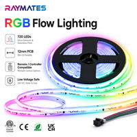 Tira de Luces LED RGB COB WS2811 Direccionables, 720 LED, Color de Ensueño, 12 mm, 24 V, Alta Densidad, Luces LED COB Flexibles