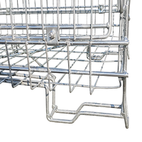 Récipient en treillis métallique galvanisé au zinc empilable pliable de stockage Cage à palettes en métal pour bouteille de vin bacs empilables en métal