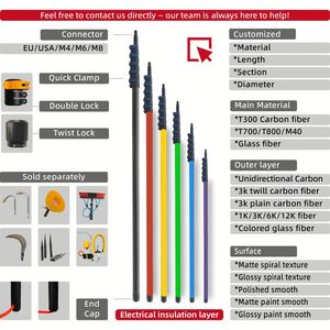 โรงงาน OEM ผลิตเสาคาร์บอนไฟเบอร์แบบยืดหดได้ - ขนาดและสีที่ปรับแต่งได้ วัสดุพรีเพรกโมดูลัสสูง น้ำหนักเบา แข็งแรงสูง - Product Image 3