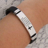 Bracelet en acier inoxydable avec inscription biblique chrétienne