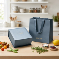 Vente flash - Boîte cadeau de luxe avec fermeture magnétique bleue personnalisée avec logo, emballage avec sac en papier