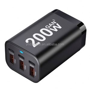 3-Port Type-<b>C</b> 3-<b>USB</b> 200W Desktop Charger with QC3.0 PD Fast <b>Charging</b> PC Fireproof Material Eco-Friendly Packaging - Product Image 4
