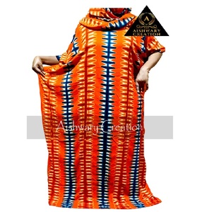 Wholesale <b>Plus</b> <b>Size</b> Tie-Dye Printed Abaya Dress for Women – Loose Fit Breathable Muslim <b>Kaftan</b> with Seamless Hijab Design - Product Image 2
