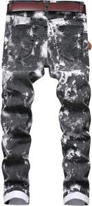 Jeans imprimés décontractés à la mode pour hommes, pantalons de jogging skinny extensibles, imprimés sur mesure - Product Image 2