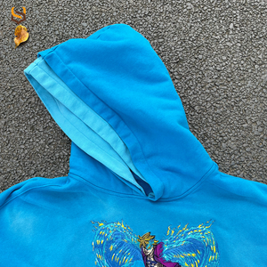 Sweat à capuche double pour homme avec logo brodé personnalisé, style streetwear, fermeture éclair, en molleton bouclette, effet délavé soleil et délavé à l'acide, avec appliqué brodé - Product Image 4