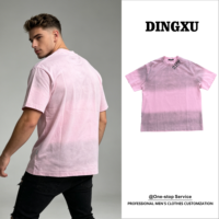 T-shirt teinté en pièce rose rose poudré effet aquarelle délavé et décoloré pour homme, coupe oversize, style streetwear Y2K décontracté pour l'été et le quotidien
