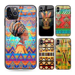 Funda de teléfono con estampado de tótem africano personalizado, protector de cristal templado para <span class=keywords><strong>Iphone</strong></span> 13 12 14 pro Xr Xs <span class=keywords><strong>Se</strong></span> <span class=keywords><strong>2020</strong></span> S10 S22 Coque - Product Image 1