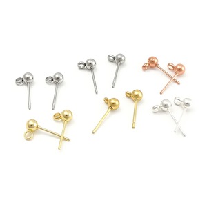 Pendientes de bola de acero inoxidable con aros soldados, color dorado, hipoalergénicos, accesorios de joyería DIY para pendientes y accesorios. - Product Image 1