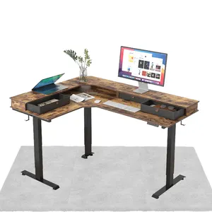 Top Wirhinestones pengisi daya meja berdiri kayu furnitur kantor tnewftransparan meja berdiri tinggi meja dapat disesuaikan kaca