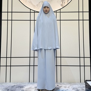 Nouveau Style Abaya Robe Longue Exportation Transfrontalière Couleur Pure Casual Usine Abuja avec Jupe Longue en Polyester 2 Pièces Adulte - Product Image 2