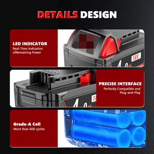 Batterie Li-ion VICTPOWER 18V 4.0Ah de remplacement pour outils électriques sans fil Milwaukee M18, compatible avec plus de 200 outils, OEM ODM - Product Image 2