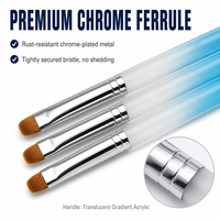 Pinceau à gel pour ongles double extrémité, stylo à points 2 en 1 # Brosse en nylon 8-16 poils, virole chromée, manche acrylique dégradé, sans perte de poils, vente en gros