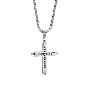Mens <b>Cross</b> Pendant Necklace Stainless Steel Curb <b>Chain</b> Christian Faith Hip Hop Fashion Jewelry Non Tarnish Waterproof Gift - Product Image 4