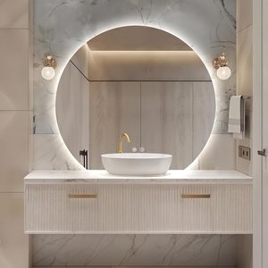 CF taille personnalisée <span class=keywords><strong>bain</strong></span> demi-lune <span class=keywords><strong>rond</strong></span> miroirs <span class=keywords><strong>de</strong></span> maquillage Anti-buée 3 couleurs réglable décor <span class=keywords><strong>salle</strong></span> <span class=keywords><strong>de</strong></span> <span class=keywords><strong>bain</strong></span> mur intelligent <span class=keywords><strong>miroir</strong></span> LED - Product Image 1