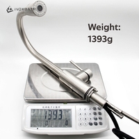 Robinet mélangeur de cuisine monocommande élégant en acier inoxydable SUS304 sans plomb, à cartouche céramique, pour montage sur plan, avec douchette extractible 5