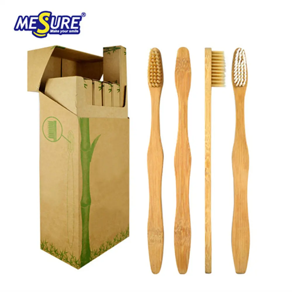 Brosse à dents en bambou écologique en bambou, 10 pièces, personnalisée, pour adulte, biodégradables, vente en gros