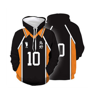 Livraison gratuite, sweat-shirts à capuche Haikyuu pour hommes, anime japonais, streetwear, Harajuku, <span class=keywords><strong>Karasuno</strong></span> Fly High, imprimé 3D, col roulé, blanc - Product Image 3