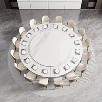 Leichter Luxus runder Esstisch mit Marmorplatte 12-Personen-Villa Hotel Restaurant Tische elektrischer runder Tisch mit Plattenspieler