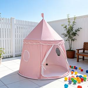 Tente de jeu pour enfants en forme de yourte rose pastel, facile à installer et portable, château de princesse pour filles, cadeau pour l'intérieur et l'extérieur - Product Image 4