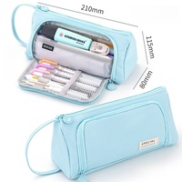 Sac à crayons Kawaii Grid Grande capacité Triangle Trousse à crayons Multi-compartiments Organisateur de bureau Pochette Mignon Papeterie Sac de rangement