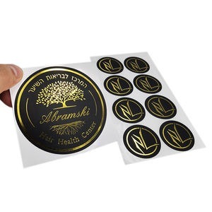 Custom Round Gold Foil <b>Logo</b> <b>Stickers</b> Waterproof Black Adhesive Labels Roll for Clothing Brand Cosmetic Packaging Small Business - Product Image 4