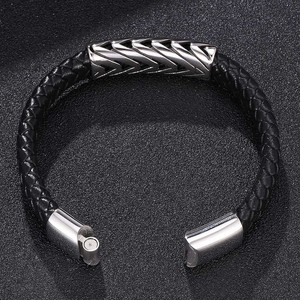 ILADI European-<strong>style</strong> <strong>Men's</strong> Stainless Steel Leather <strong>Bracelet</strong>. Fashionable Butterfly-shaped Design Suitable for Anniversary Gifts - Product Image 3