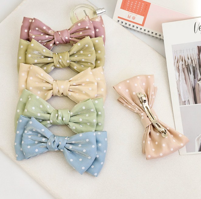 Ярких цветов бант заколка для волос с симпатичным узором в горох хвостик волос клип на задней части головы