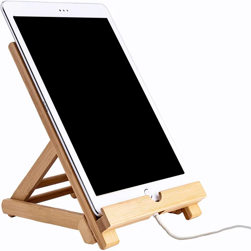 Suporte De Madeira De Bambu Portátil Suporte Dobrável Ajustável Do Telefone Celular Multi-função Desktop Stand Para O Telefone Móvel Ipad Tablet