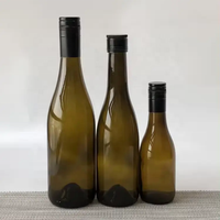 Bouteilles de vin en verre vert olive Riesling de 187 ml, 375 ml, 500 ml, 750 ml avec bouchon à vis noir et étiquette personnalisée