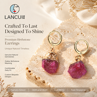 Anting-anting gantung batu mentah multi warna, emas nugget, anting lingkaran berengsel, campuran warna, sepasang, anting batu kelahiran, perhiasan bulan kelahiran