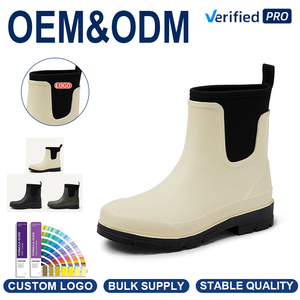Botas de Lluvia Chelsea para Mujer, Zapatos de Goma Impermeables con Elástico Lateral para un Estilo Moderno en Días Lluviosos - Product Image 1