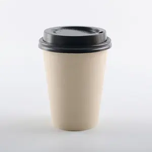 맞춤형 로고 바이오 분해성 일회용 대나무 섬유 펄프 PLA 코팅 커피 판지 종이컵